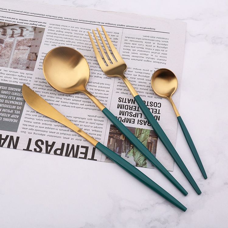 Green plated cutlery sets | Utensil Manufacturers